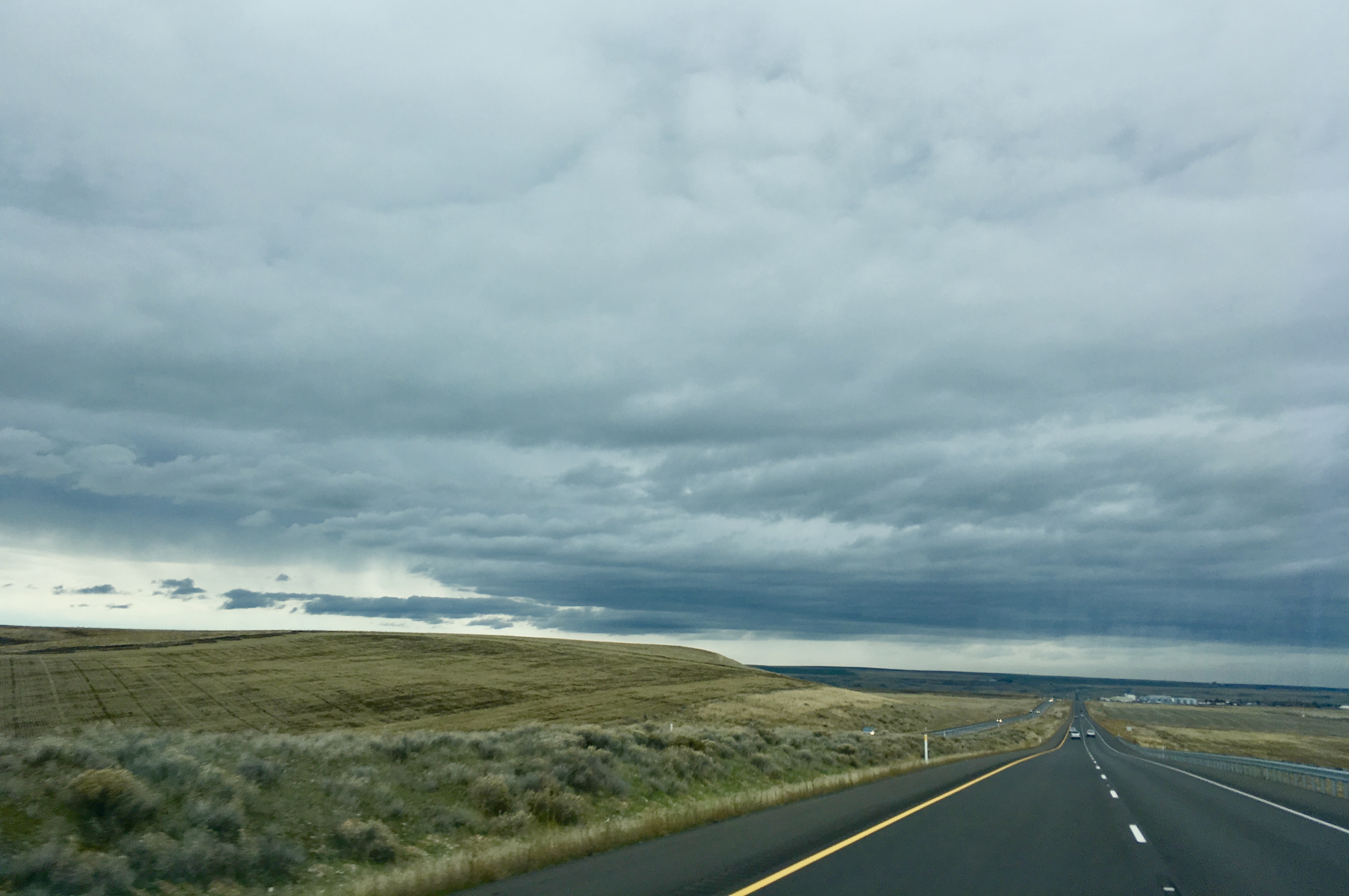 Endless prairie under a cushion of soft cloud.